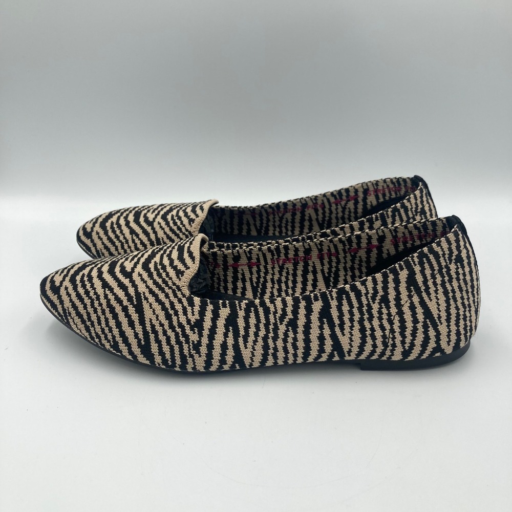 Sketchers Cleo Knitty-Knit Zebra Print Memory Foam Flats Women's Size 9